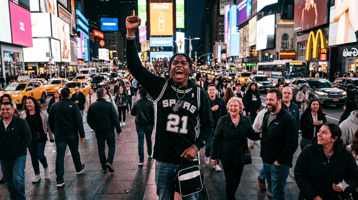 Yell "Go Spurs Go" in NYC