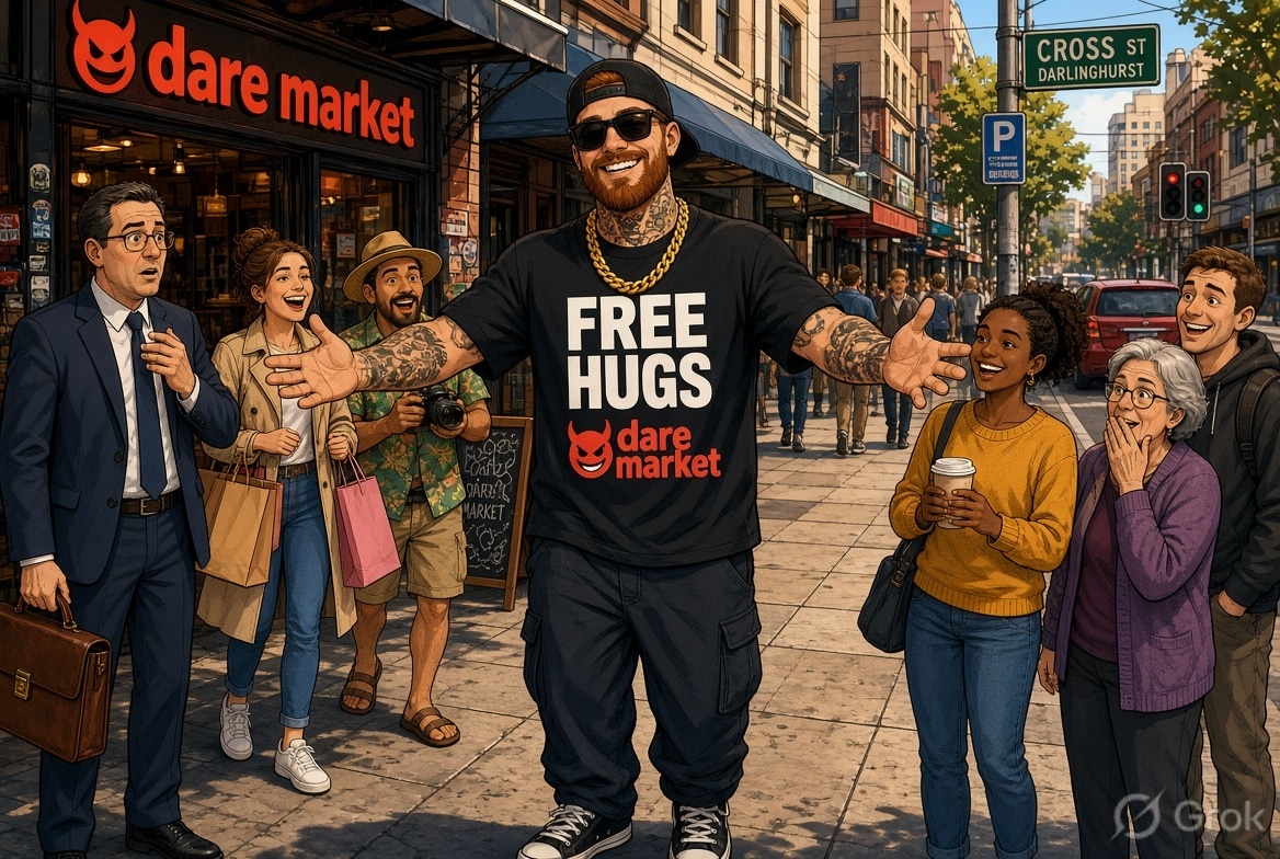 WEAR FREE HUGS SHIRT AND HUG STRANGERS