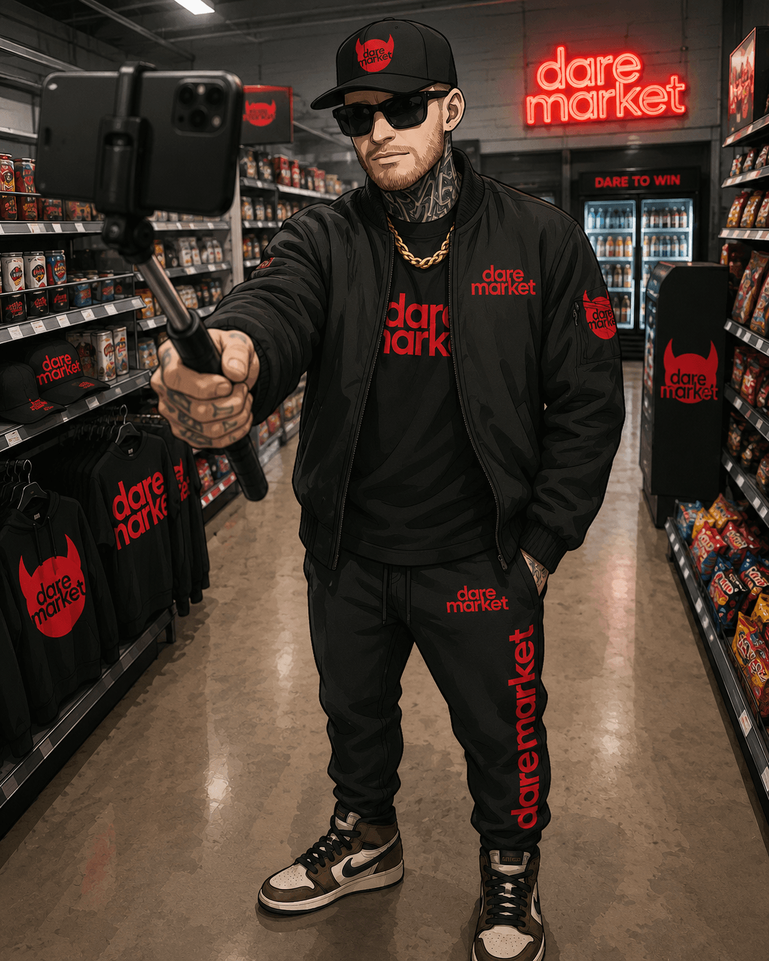 Walk backwards through busy supermarket