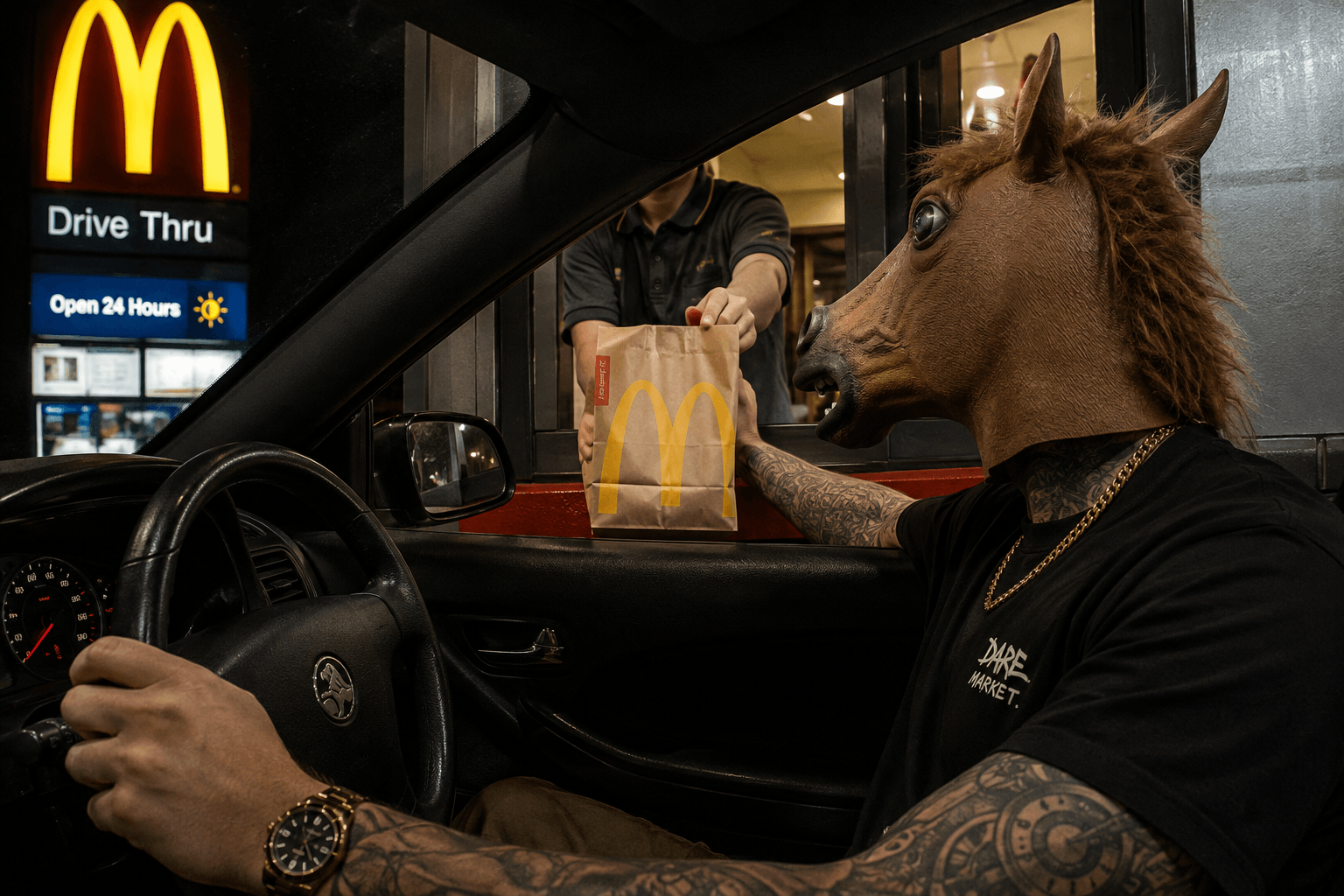 HORSE MASK DRIVE THRU