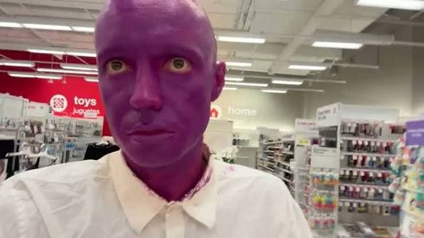 Walking through target while purple